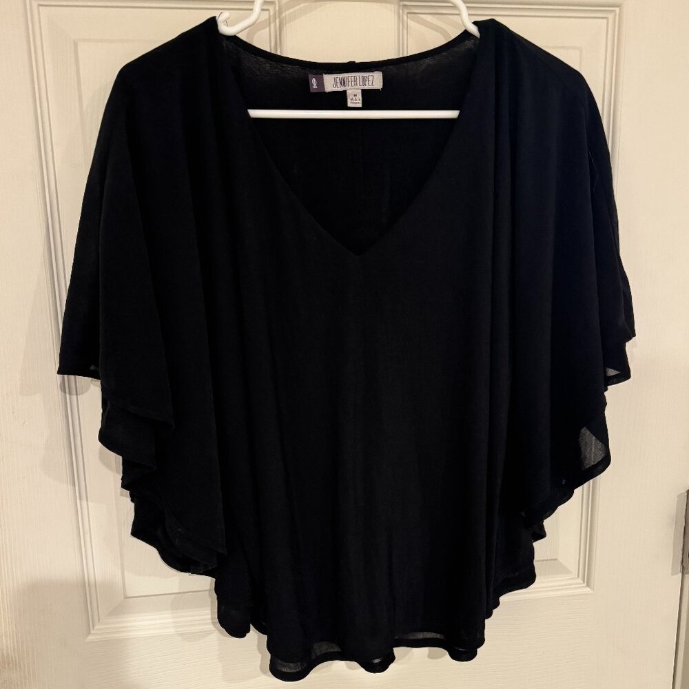 Flouncy Black V-Neck Top
